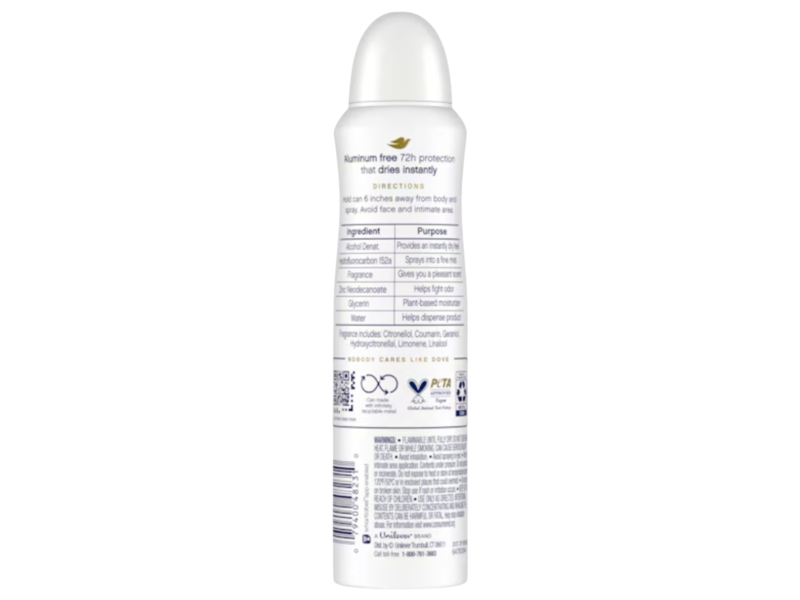 Dove Moisturizers Deodorant Spray, Lavender & Vanilla, 4 oz/113 g
