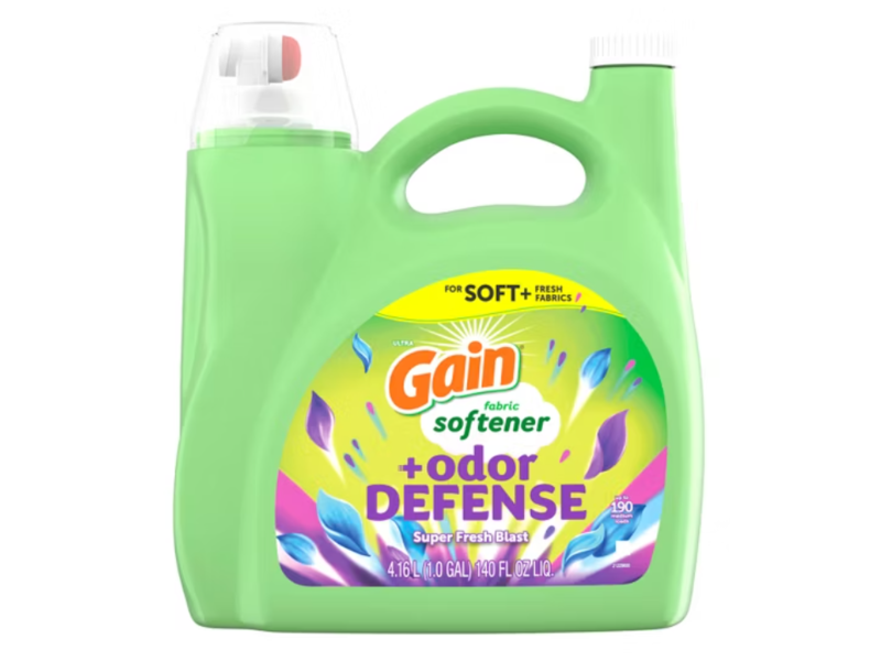 Gain +Odor Defense Liquid Fabric Softener, Super Fresh Blast, 190 Loads, 140 fl oz/4.16 L