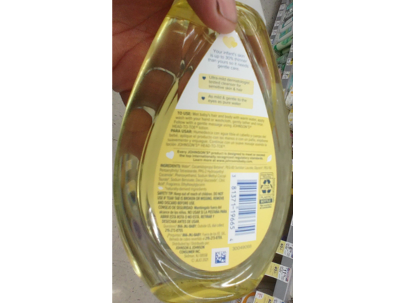 Johnson's Head-To-Toe Wash & Shampoo, Sensitive Skin, 13.6 fl oz/400 mL