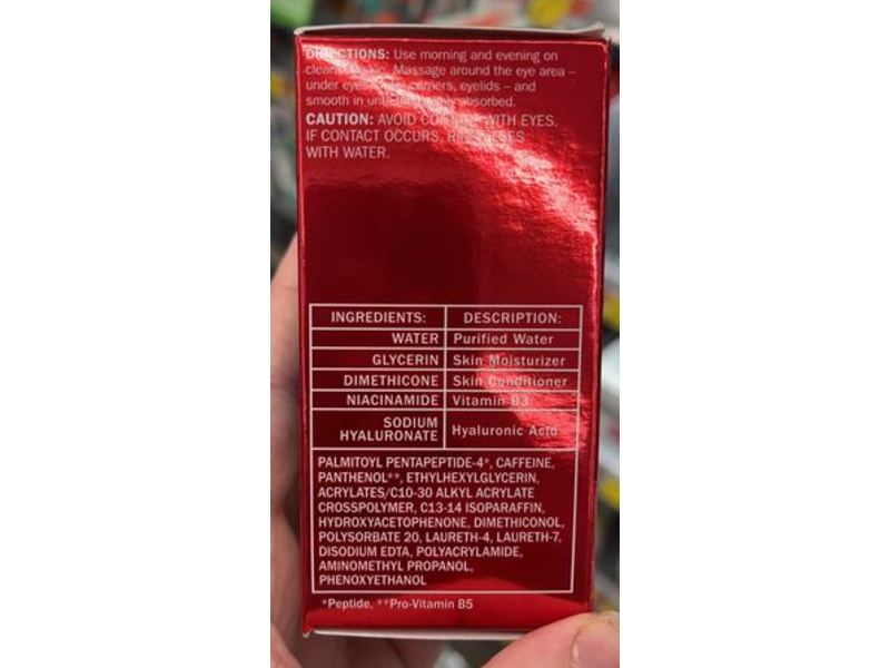 Olay Hyaluronic + Peptide 24 Hydrating Eye Gel, Fragrance Free, 0.5 fl oz/15 mL