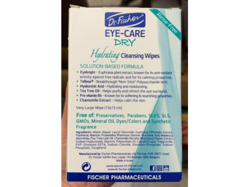 Dr. Fischer Eye-Care Hydrating Cleansing Wipes, 30 Count