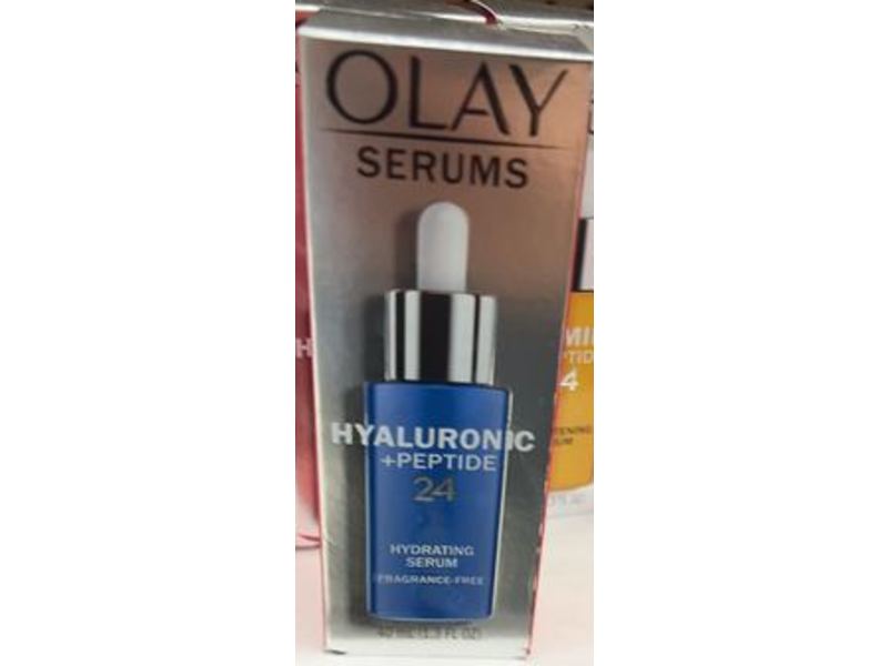 Olay Serums Hyaluronic + Peptide 24 Hydrating Serum, Fragrance Free, 1.3 fl oz/40 mL
