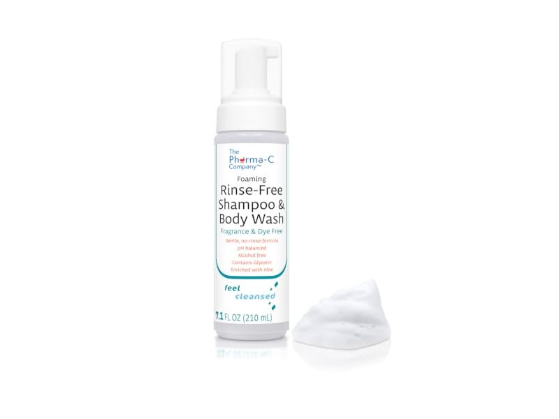 The Pharma-C Company Foaming Rinse-Free Shampoo & Body Wash, Fragrance & Dye Free, 7.1 fl oz/210 mL