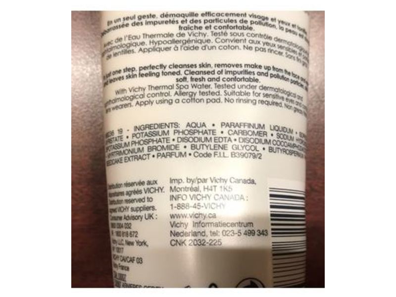 Vichy Purete Thermale 3 In 1 One Step Cleanser, 10.1 fl oz/300 mL