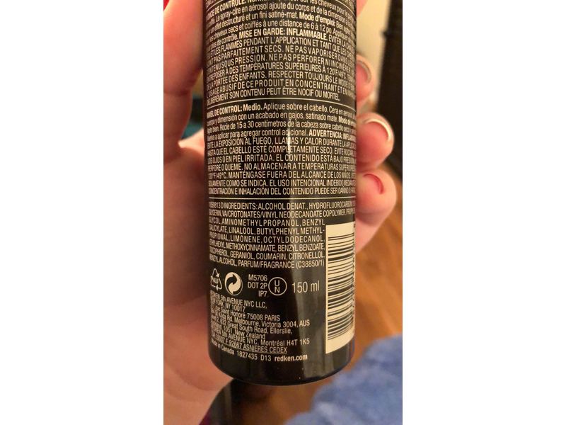 Redken Spray Wax ingredient list product label
