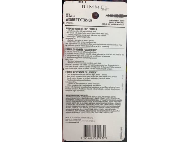Rimmel London Wonder' Extension Mascara, 002 Brown Black, 0.37 fl oz/11 mL