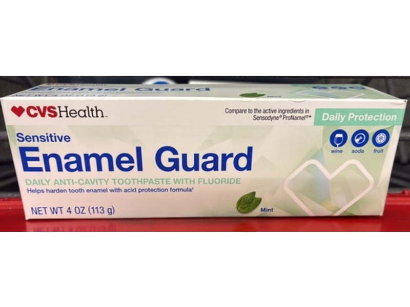 CVS Health Sensitive Enamel Guard Anti-Cavity Fluoride Toothpaste, Mint, 4 oz/113 g