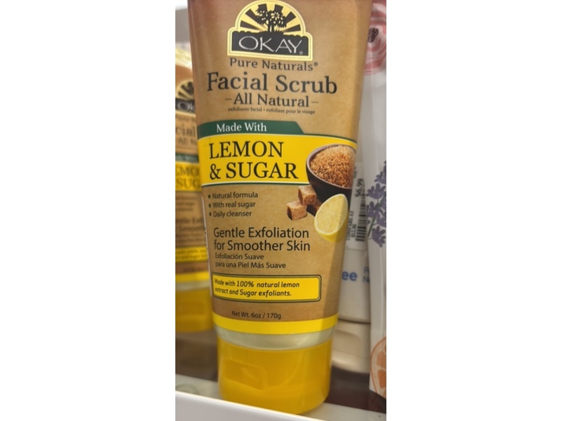 Okay Pure Naturals Facial Scrub, Lemon & Sugar, 6 oz/170 g