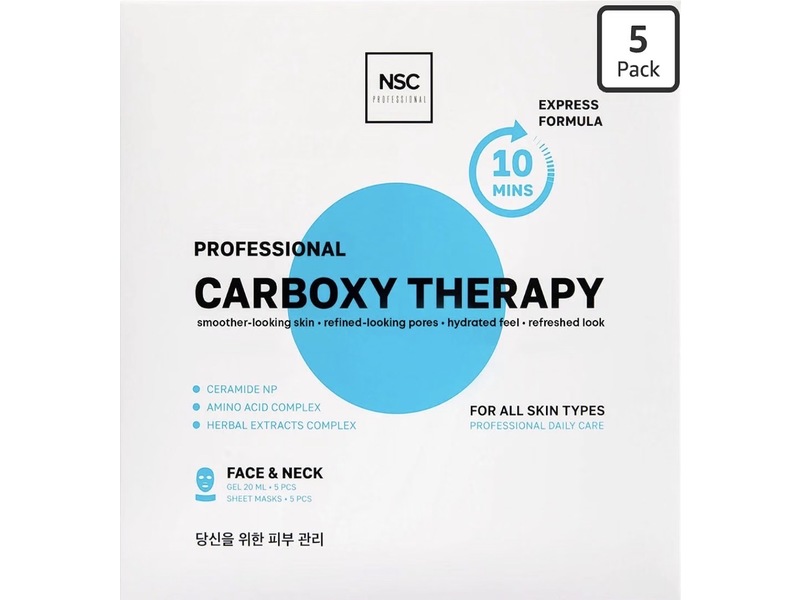 NSC Professional Face & Neck Gel Sheet Mask Set, Carboxy Therapy, Pack Of 5
