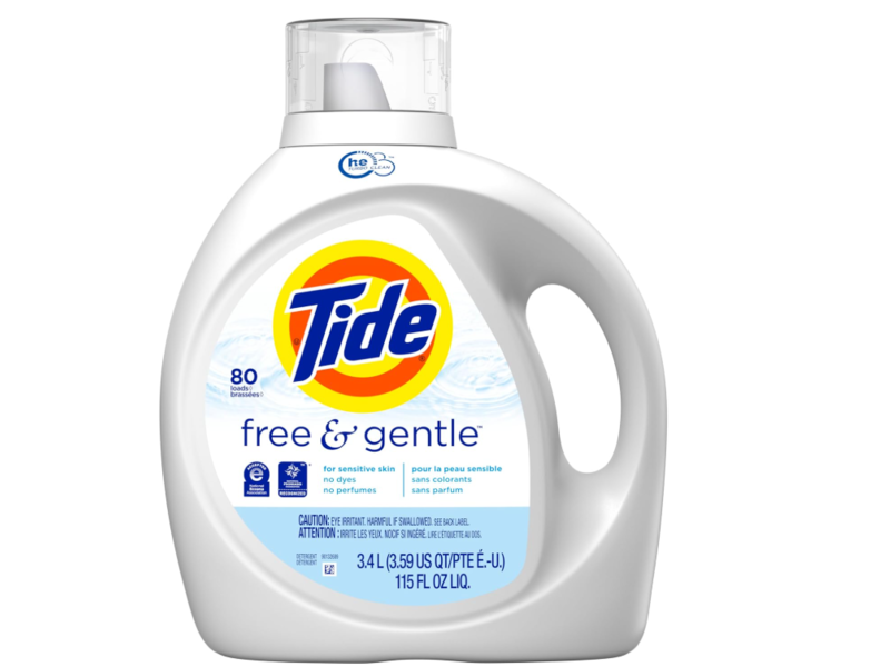 Tide Liquid Laundry Liquid Detergent, Free & Gentle, 80 Loads, 115 fl oz/3.4 L