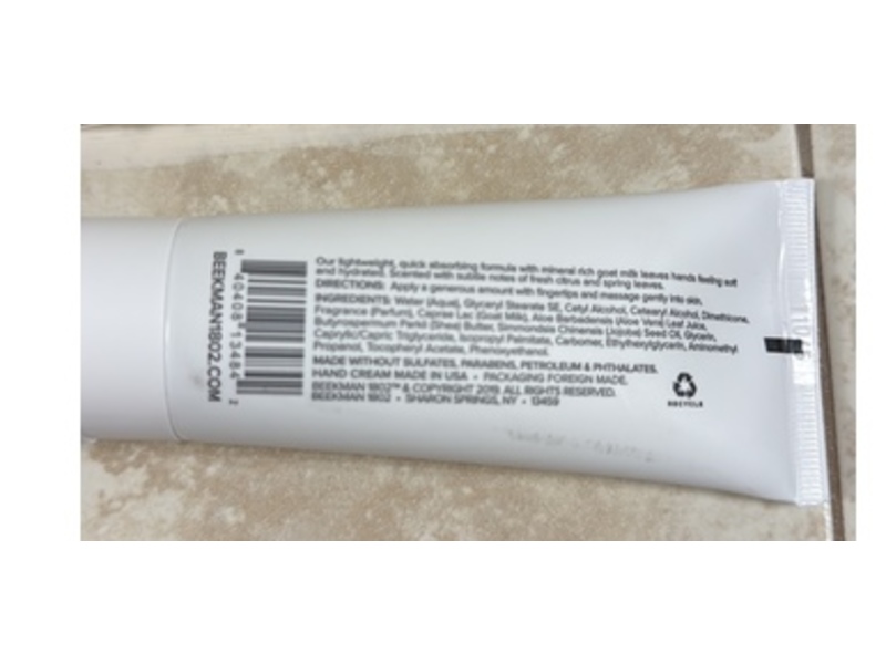 Beekman 1802 Goat Milk Hand Cream, Fresh Air, 2 oz/59 mL