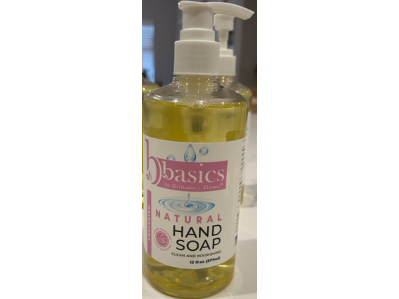 Brittanie's Thyme Basics Natural Hand Soap, Unscented, 12 fl oz/377 mL, Pack Of 3