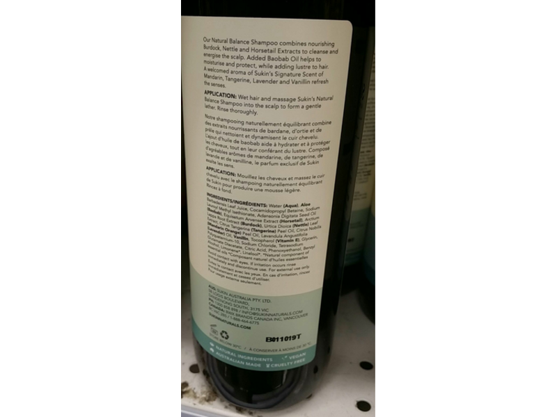 Sukin Haircare Natural Balance Shampoo, 16.9 fl oz/500 mL