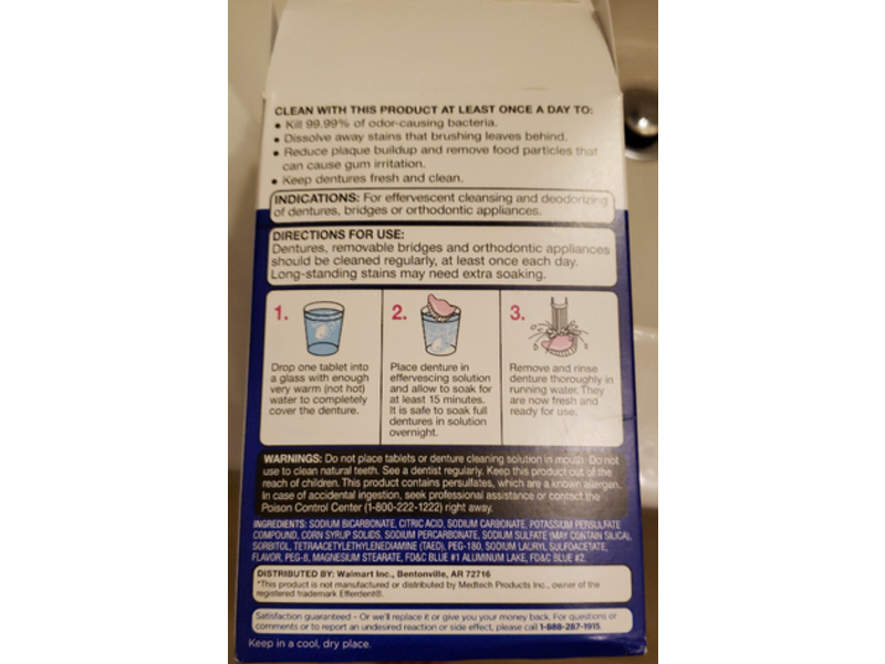 Equate Antibacterial Denture Cleanser, 126 Count