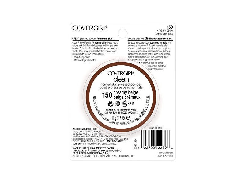 CoverGirl Clean Pressed Powder, Creamy Beige (150), 11g