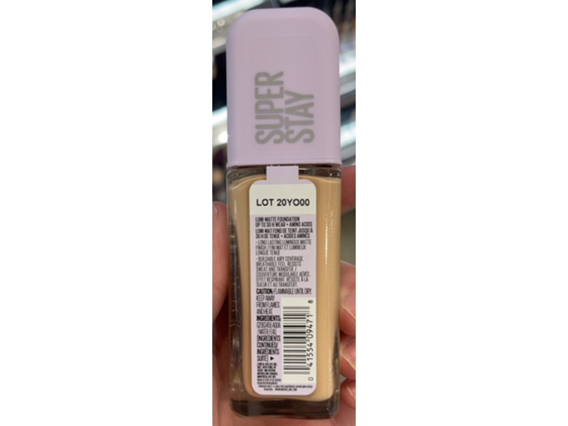 Maybelline New York Super Stay Lumi-Matte Foundation, 120 Neutral Cool, 1.0 fl oz/30 mL