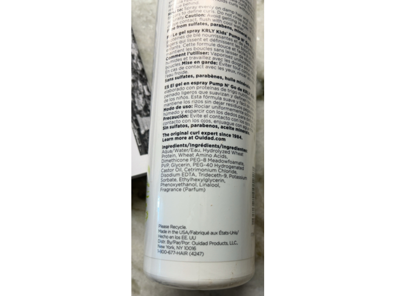 Ouidad Krly Kids Pump N' Go Styling Spray Gel, 8.5 fl oz/250 mL