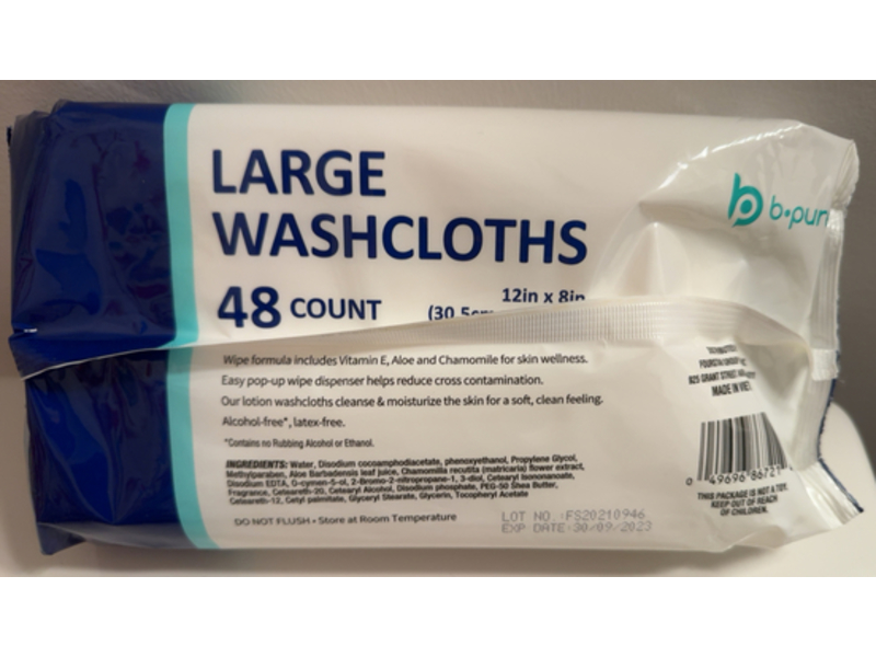 b-Pure Large Washcloths, 48 Count
