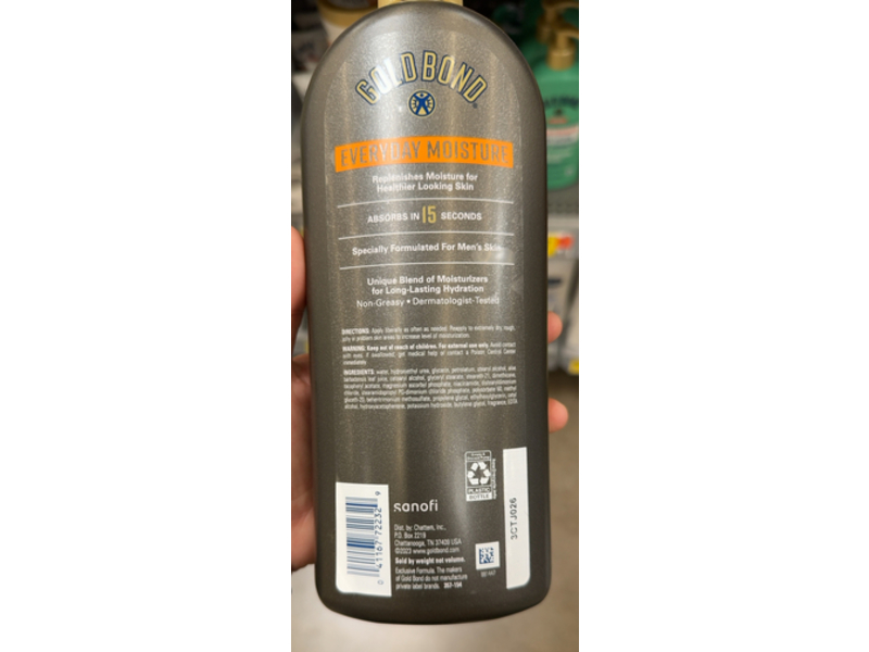 Gold Bond Men's Essentials Everyday Moisture Daily Body & Hand Lotion, Vitamin C, 24 oz/680 g