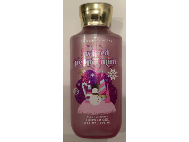 Bath & Body Works Twisted Peppermint Shower Gel, Aloe + Vitamin E, 10 fl oz/295 mL, Pack Of 2