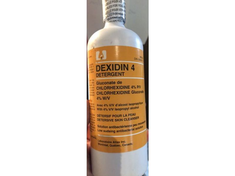 Atlas Dexidin 4 Detergent Detersive Skin Cleanser, Chlorhexidine Gluconate 4% W/V, 450 mL