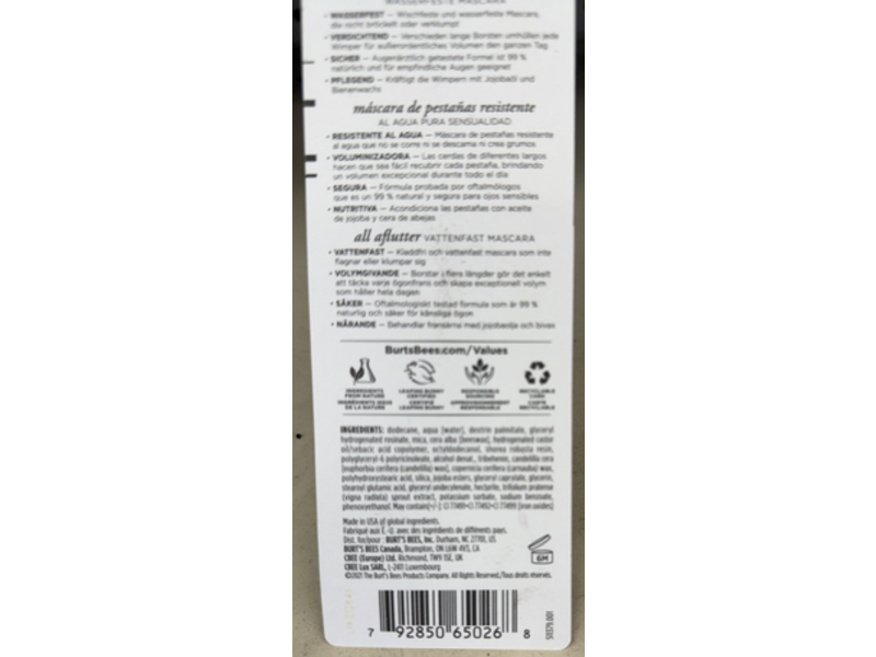 Burt's Bees Waterproof Mascara, Black Brown, 0.38 oz/10.7 g