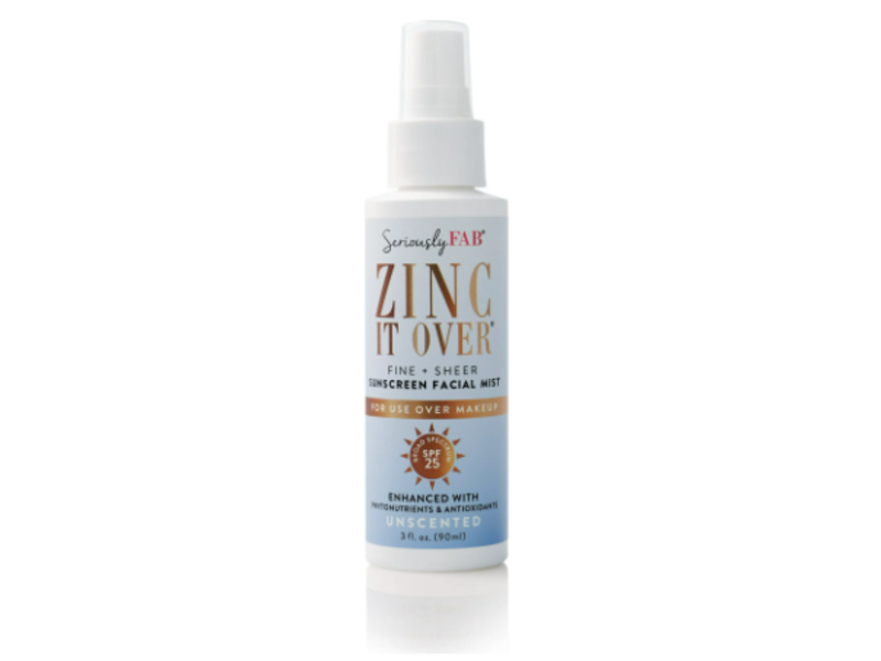 Seriously Fab Unscented Zinc It Over Sunscreen Facial Mist, SPF 25, 3 fl oz/90 mL