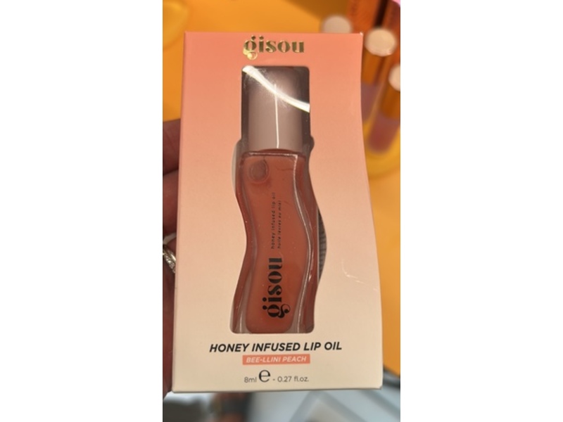 Gisou Honey Infused Lip Oil, Bee-llini Peach, 0.27 fl oz/8 mL