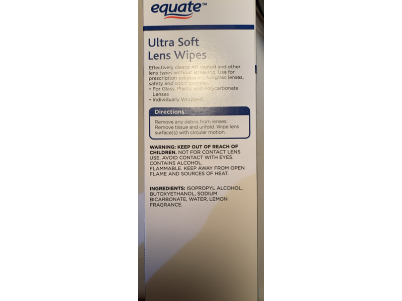 Equate Ultra Soft Lens Wipes, 100 Wipes