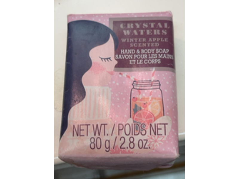 Crystal Waters Hand & Body Soap Bar, Winter Apple Scented, 2.8 oz/80 g