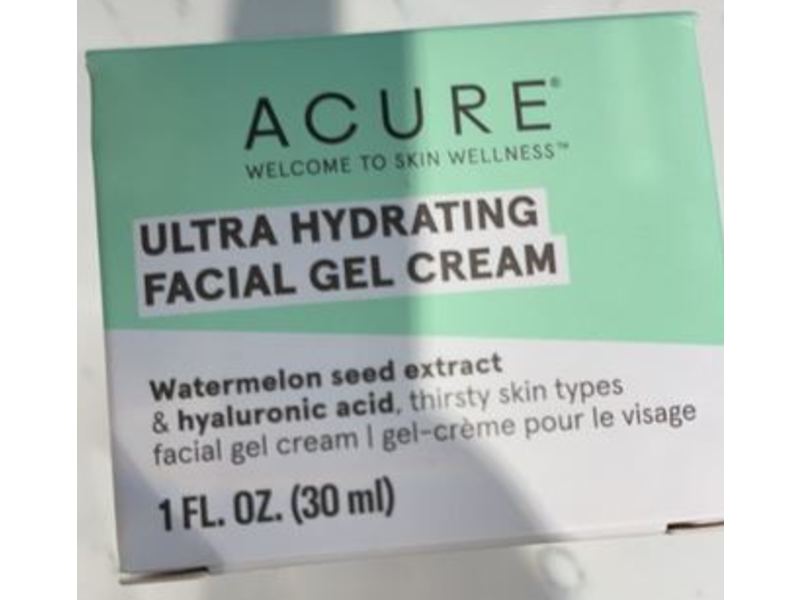 Acure Ultra Hydrating Facial Gel Cream, Watermelon Seed Extract & Hyaluronic Acid, 1 fl oz/30 mL