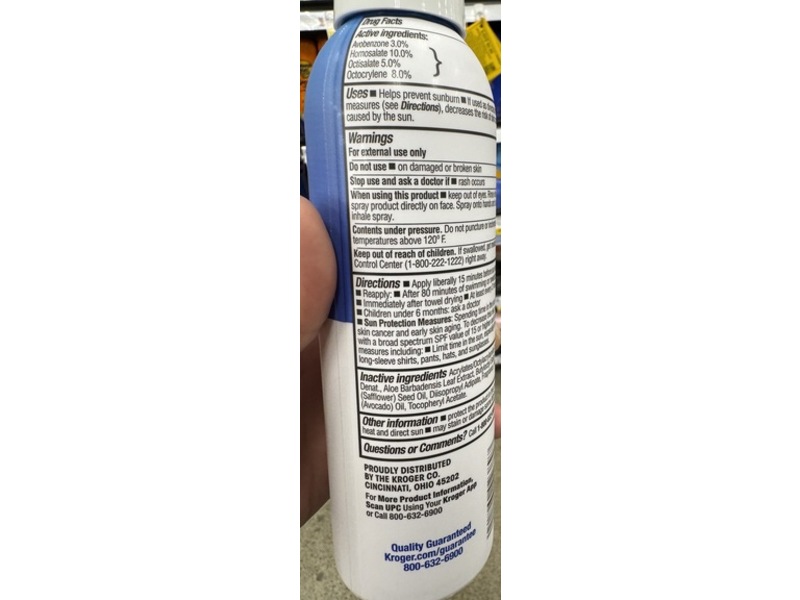 Kroger Total Sport Sunscreen Spray, SPF 30, 5.5 oz/156 g