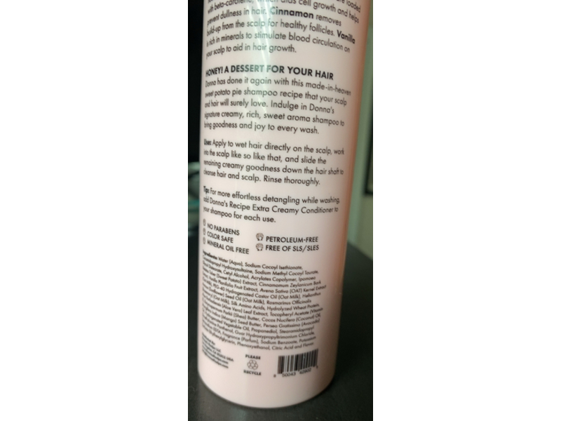 Donna's Recipe By Tabitha Brown Extra Creamy Moisturizing Shampoo, Rich + Sweet Potato Pie, 300 mL