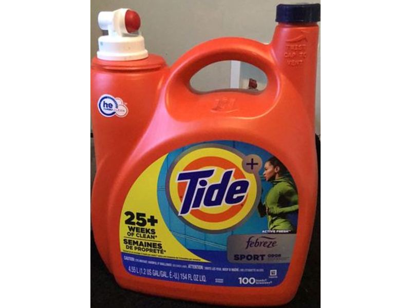 Tide Plus Febreze Sport Liquid Laundry Detergent, 100 Loads, 154 fl oz/4.55 L