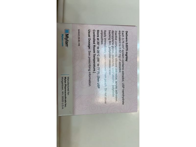 Estradiol Transdermal System, USP (Twice-Weekly) 0.0375 mg/day, Mylan, Inc. (RX)