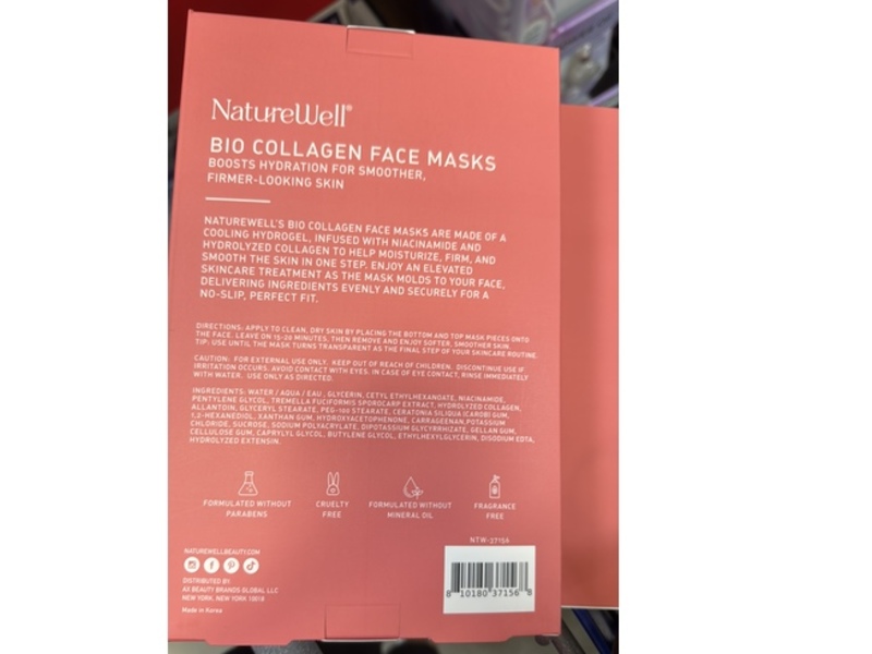 Nature Well Bio Collagen Face Masks, 1.05 oz/30 g, 8 Count