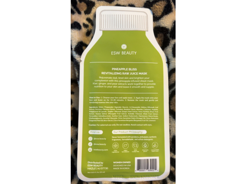 Esw Bliss Revitalizing Raw Juice Mask, Pineapple, Kiwi, Pear, Ginger, 0.85 fl oz/25 mL