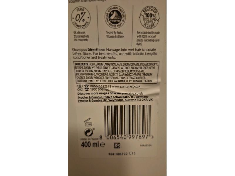 Pantene Pro-V Infinite Lengths Strengthening Shampoo, 400 mL