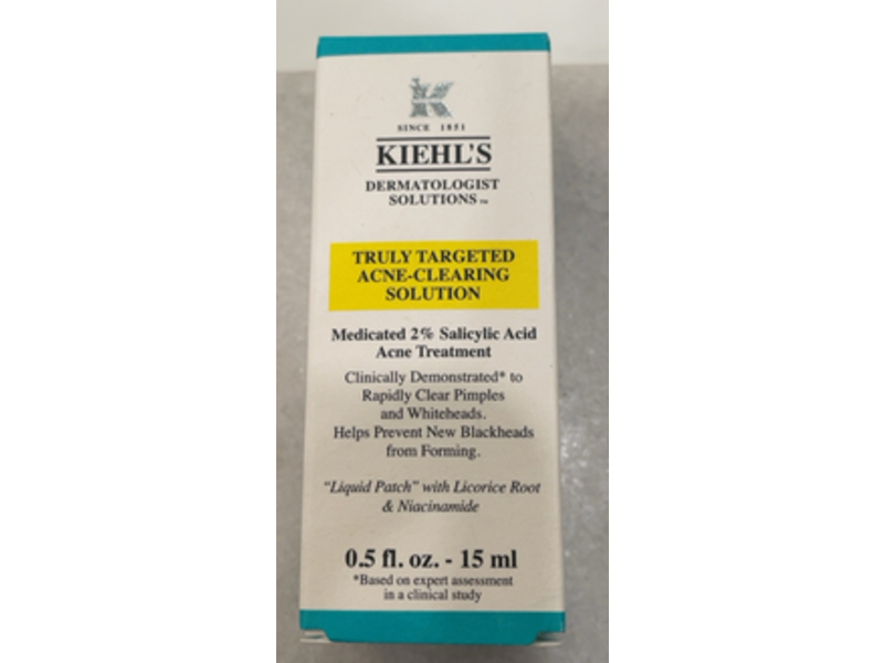 Kiehl's Truly Targeted Acne-Clearing Solution, Medicated 2% Salicylic Acid, 0.5 fl oz/15 mL