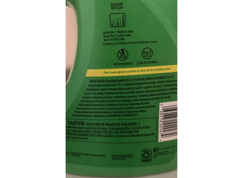 Gain Plus Liquid Laundry Detergents, Moonlight Breeze, 45 Loads, 60 fl oz/1.77 L