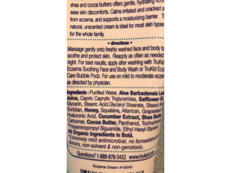 TruKid Easy Eczema Cream, Soothing Relief Therapy, Unscented, 3.4 Oz