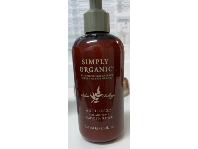 Simple Organic Anti Frizz Hair & Scalp Smooth Rinse, Salutre Bellegga, Olive Leaf Extract, 8.5 fl oz/251 mL