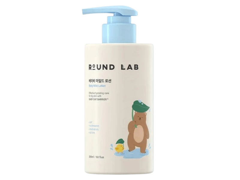 ROUND LAB Baby Mild Lotion, Oat, 5-Ceramide, Panthenol, Ectoin, 10.1 fl oz/300 mL