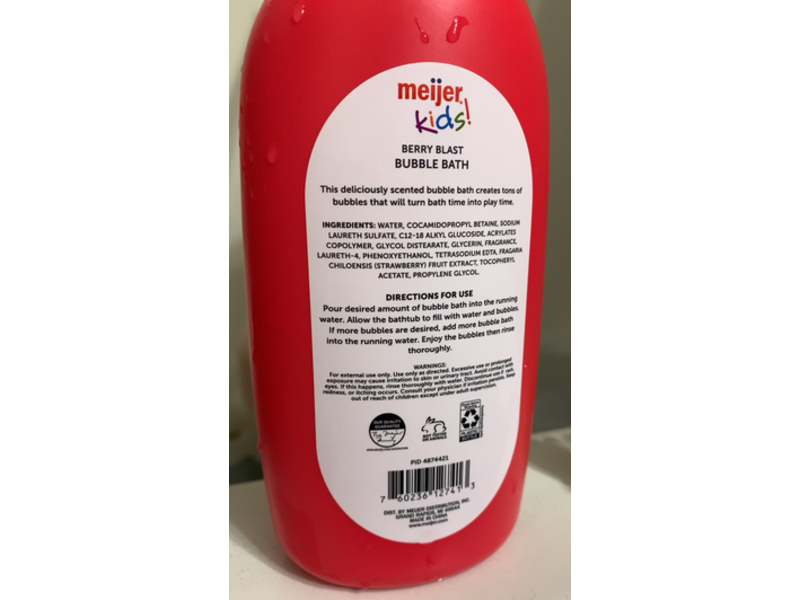 Meijer Kids Bubble Bath, Berry Blast, 18 fl oz/532 mL