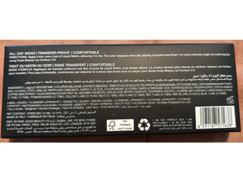 Huda Beauty Liquid Matte Lipstick, Bombshell, 0.14 fl oz/4.2 mL