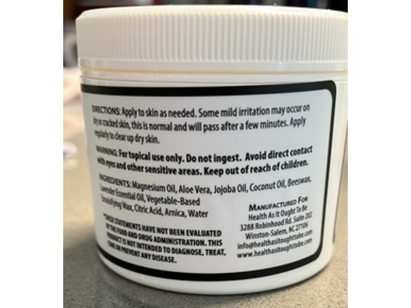 Health As It Ought To Be Magnesium Body Balm, 4 fl oz/118 mL