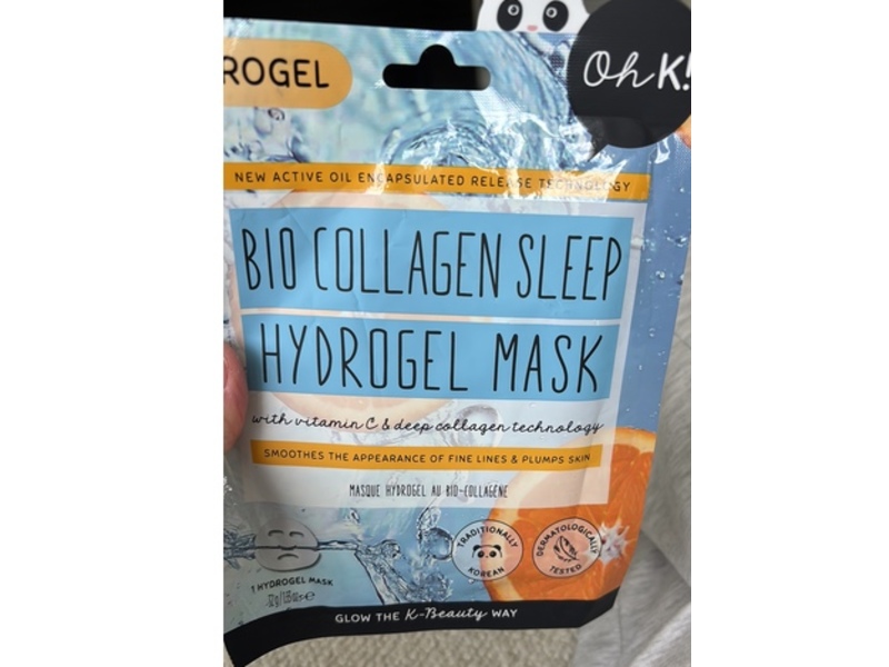 Oh K! Bio Collagen Sleep Hydrogel Mask, Vitamin C & Deep Collagen, 1.13 oz/32 g