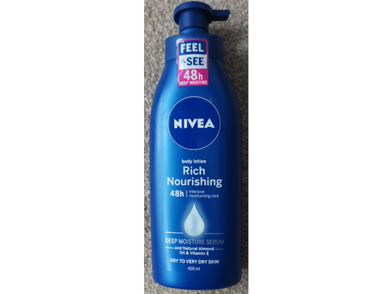 Nivea Rich Nourishing Body Lotion, Natural Almond Oil & Vitamin E, 400 mL