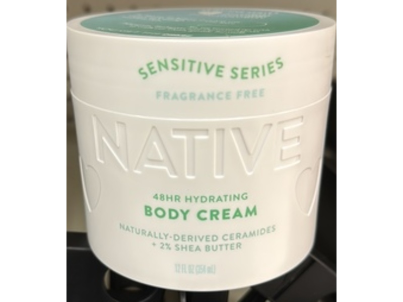 Native Sensitive Series Body Cream, Fragrance Free, 12 fl oz/354 mL