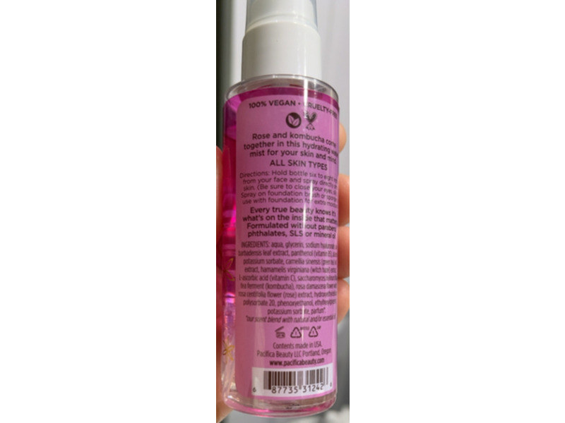 Pacifica Hydro Mist, Rose Water & Kombucha, 2 fl oz/59 mL
